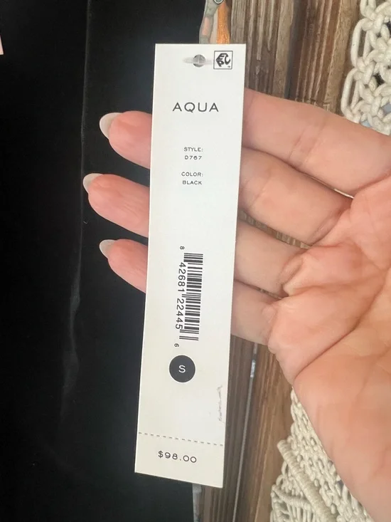 AQUA Velvet Mini Dress with Bow Shoulder Straps - Picture 7 of 8